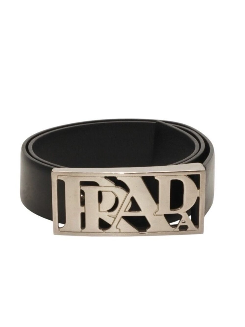 Prada Belt Metal Buckle 70/28 Leather Black Silver